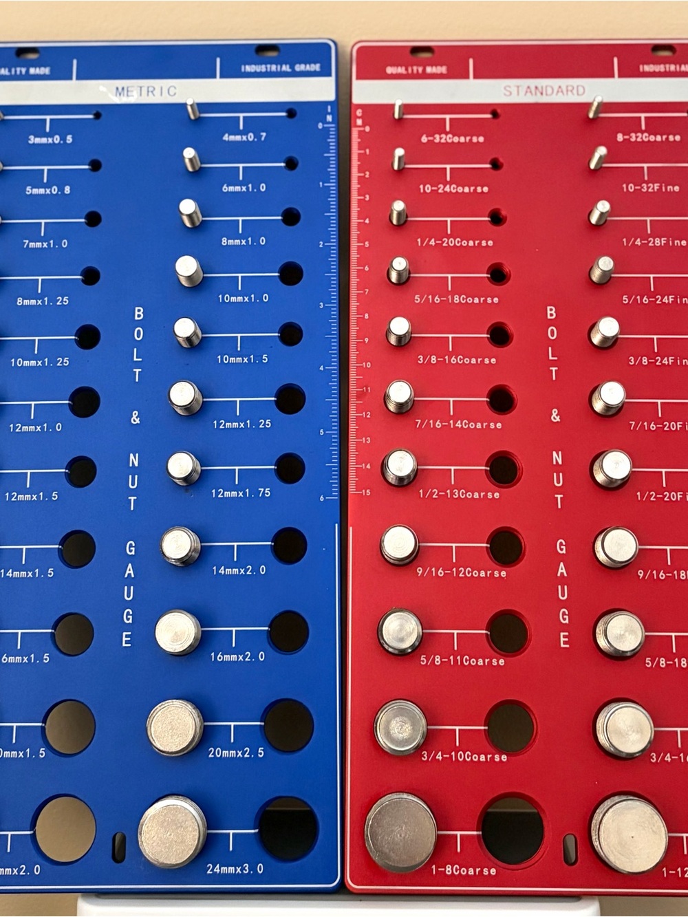 🔧 Bolt & Nut Thread Gauge Set – Metric & SAE Standard